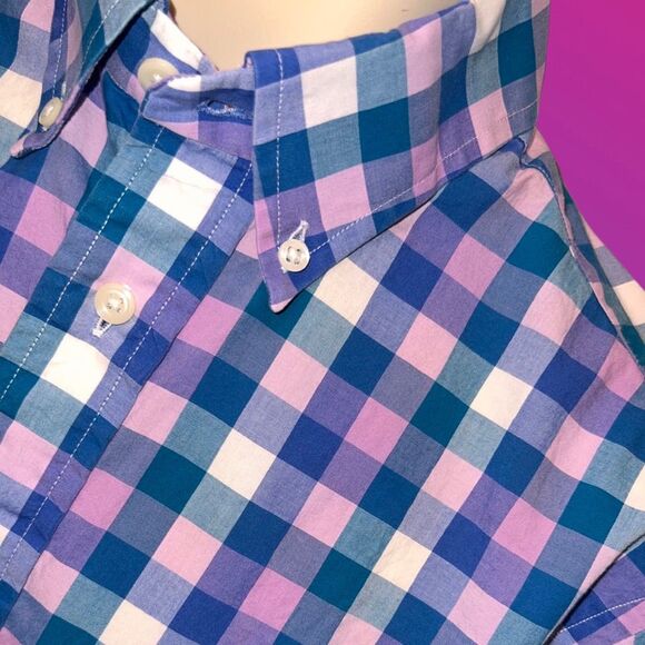 Gitman & Brothers Blue/Purple Plaid Button Up Size Medium #66 - Picture 2 of 6